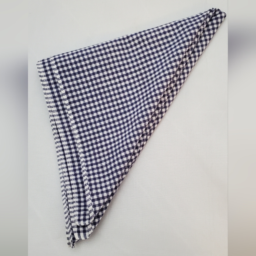 Navy and White Gingham Handkerchief, Pocket Square, Cotton